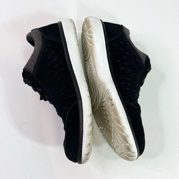 UGG Shoes Womens 7 Black Victoria Suede Satin Lace Up Casual Sneaker - Picture 4 of 9